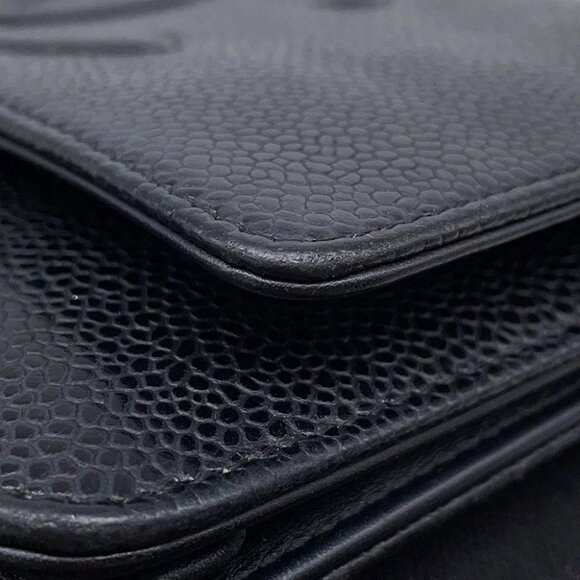 CHANEL CC Logo Chain Wallet Calfskin Black A48654 - Picture 3 of 15